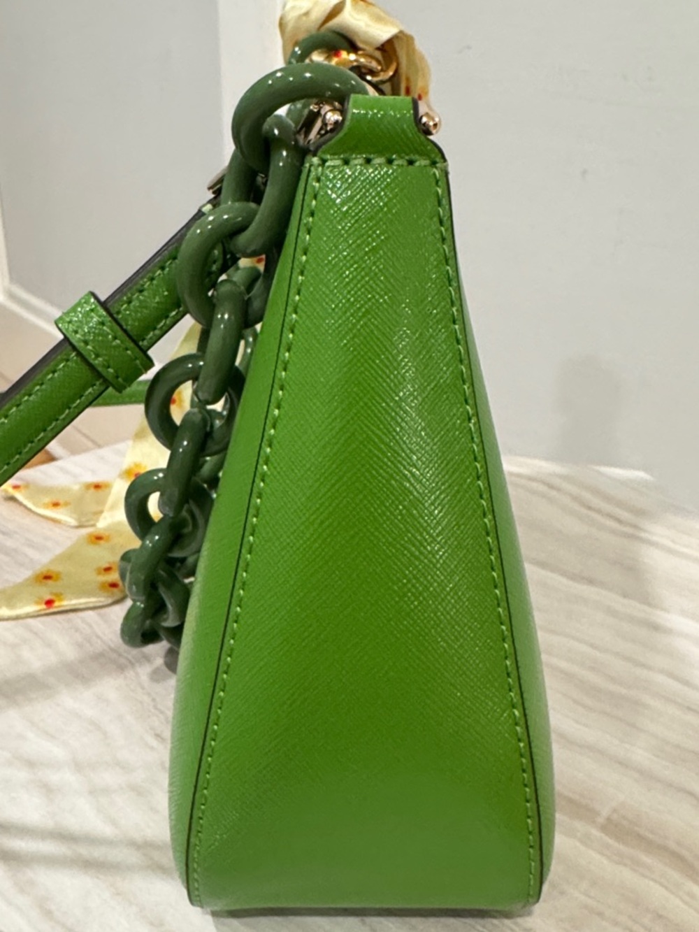kate spade Madison Convertible Crossbody Green Leather Resin Chain Shoulder Bag - Picture 7 of 17